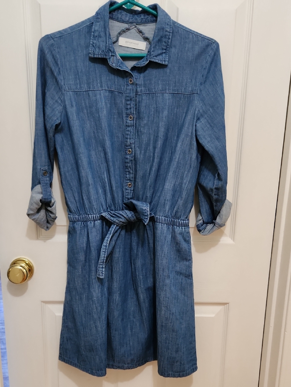 Light Blue Denim Long Sleeve Dress